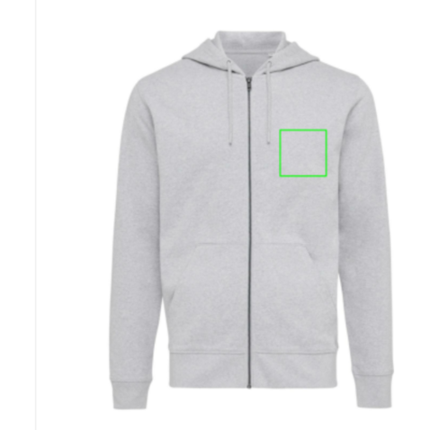 IQONIQ Abisko Zip-Kapuzenpullover aus recycelter Baumwolle heather grey bedrucken, Art.-Nr. T9600.013.4XL