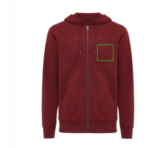 IQONIQ Abisko Zip-Kapuzenpullover aus recycelter Baumwolle burgunderrot bedrucken, Art.-Nr. T9600.007.S