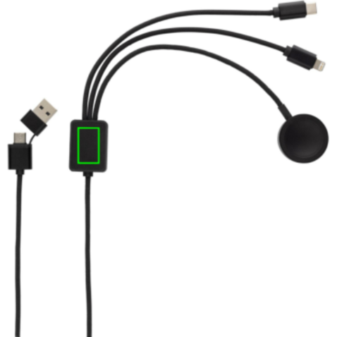 Terra RCS rPET 6-in-1-Ladekabel mit Uhrenladegerät grau bedrucken, Art.-Nr. P302.5902
