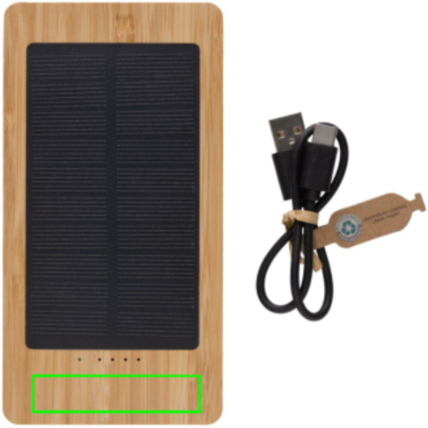 Sunwick 10.000mah Bambus Solar Powerbank braun bedrucken, Art.-Nr. P322.399