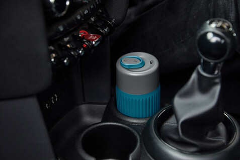 Black+Blum Glas-Reisebecher 340ml turkis bedrucken, Art.-Nr. P439.1633 Black+Blum Glas-Reisebecher 340ml turkis bedrucken, Art.-Nr. P439.1633