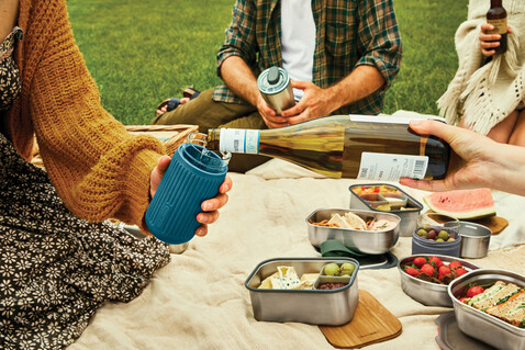 Black+Blum Glas-Reisebecher 340ml turkis bedrucken, Art.-Nr. P439.1633 Black+Blum Glas-Reisebecher 340ml turkis bedrucken, Art.-Nr. P439.1633