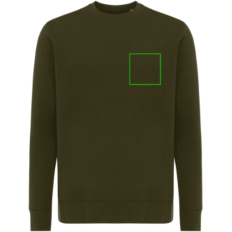 IQONIQ Etosha Lightweight Sweater aus recycelter Baumwolle khaki bedrucken, Art.-Nr. T9303.020.XXS
