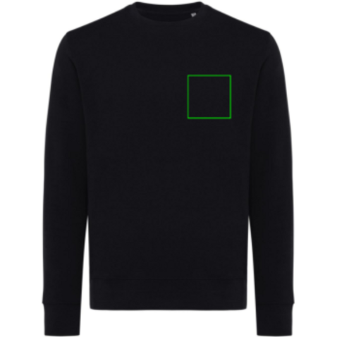 IQONIQ Etosha Lightweight Sweater aus recycelter Baumwolle schwarz bedrucken, Art.-Nr. T9303.001.XL