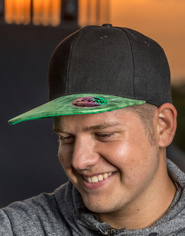 Result Caps Bronx Glitter Flat Peak Snapback Cap, Black/Pink, One Size bedrucken, Art.-Nr. 010341600