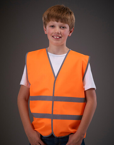 Yoko Kids Fluo Reflective Border Waistcoat, Lime, 4-6 (S) bedrucken, Art.-Nr. 011775212
