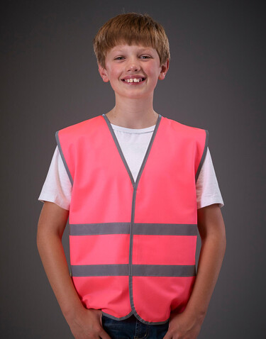 Yoko Kids Fluo Reflective Border Waistcoat, Lime, 4-6 (S) bedrucken, Art.-Nr. 011775212