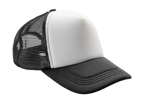 Result Caps Detroit ½ Mesh Truckers Cap, Black/White, One Size bedrucken, Art.-Nr. 013341500