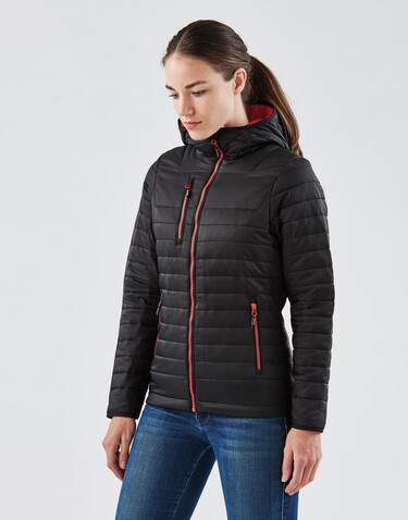 StormTech Women`s Gravity Thermal Jacket, Black/True Red, XL bedrucken, Art.-Nr. 015181636