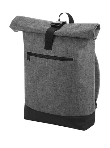 Bag Base Roll-Top Backpack, Grey Marl/Black, One Size bedrucken, Art.-Nr. 017291550