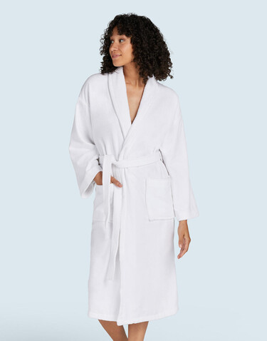 SG ACCESSORIES - TOWELS Geneva Bath Robe, White, XS/S bedrucken, Art.-Nr. 022640002