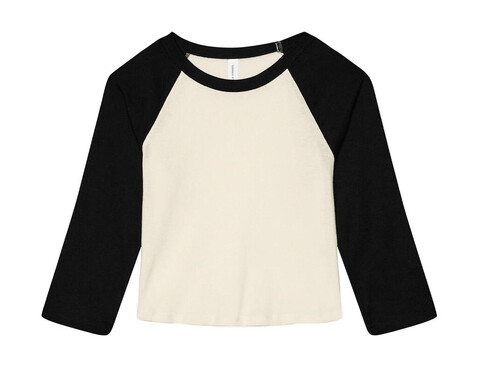 Bella Women`s Micro Rib 3/4 Raglan Baby Tee, Natural/Black, XL bedrucken, Art.-Nr. 028060506