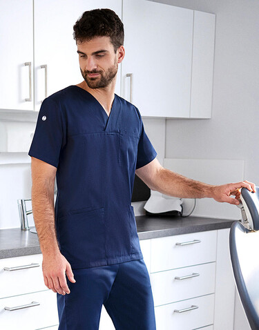 Karlowsky Men`s Slip-on Tunic Essential Short Sl., Royal Blue, XL bedrucken, Art.-Nr. 028673086