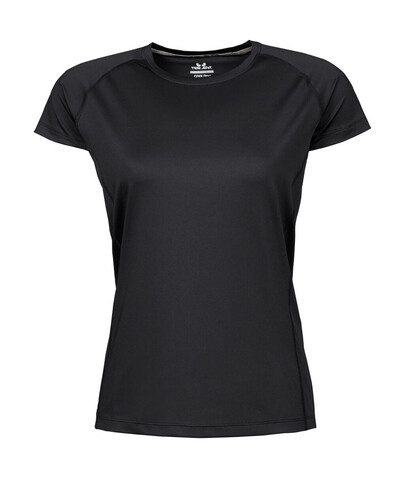 Tee Jays COOLdry Ladies` Tee, Black, M bedrucken, Art.-Nr. 077541014