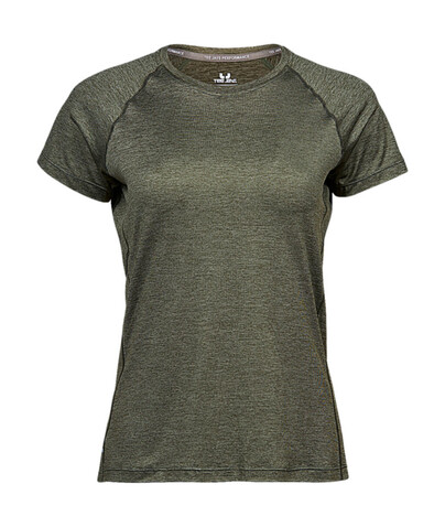Tee Jays COOLdry Ladies` Tee, Olive Melange, S bedrucken, Art.-Nr. 077545333