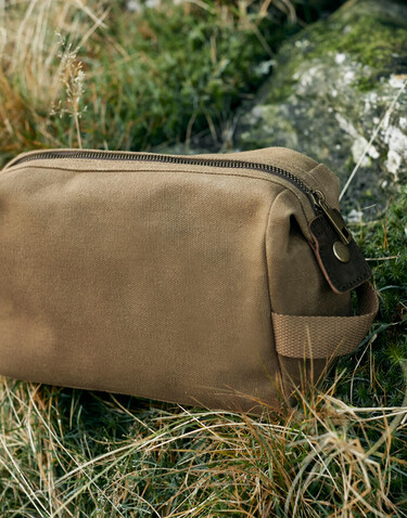 Quadra Heritage Waxed Canvas Wash Bag, Olive Green, One Size bedrucken, Art.-Nr. 079305300
