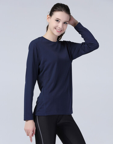 Result Ladies` Performance T-Shirt LS, Navy, M (12) bedrucken, Art.-Nr. 079332004