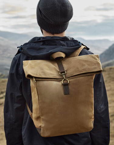 Quadra Heritage Waxed Canvas Backpack, Black, One Size bedrucken, Art.-Nr. 081301010