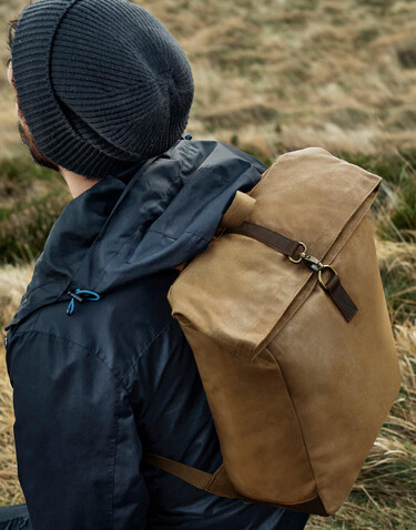Quadra Heritage Waxed Canvas Backpack, Black, One Size bedrucken, Art.-Nr. 081301010