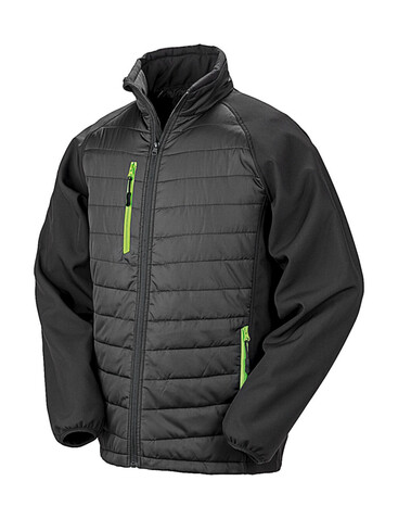 Result Compass Padded Softshell, Black/Lime, 4XL bedrucken, Art.-Nr. 084331719