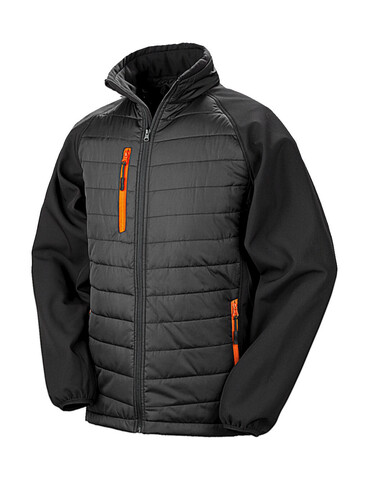 Result Compass Padded Softshell, Black/Orange, XL bedrucken, Art.-Nr. 084331786