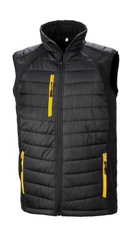 Result Compass Padded Softshell Gilet, Black/Yellow, M bedrucken, Art.-Nr. 085331394