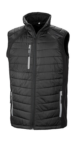 Result Compass Padded Softshell Gilet, Black/Grey, 4XL bedrucken, Art.-Nr. 085331519