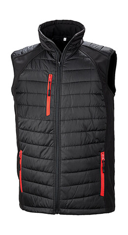 Result Compass Padded Softshell Gilet, Black/Red, 4XL bedrucken, Art.-Nr. 085331549