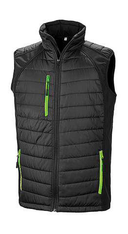 Result Compass Padded Softshell Gilet, Black/Lime, 4XL bedrucken, Art.-Nr. 085331719