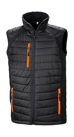 Result Compass Padded Softshell Gilet, Black/Orange, 4XL bedrucken, Art.-Nr. 085331789