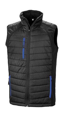 Result Compass Padded Softshell Gilet, Black/Royal, S bedrucken, Art.-Nr. 085331943
