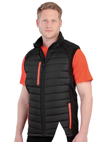 Result Compass Padded Softshell Gilet, Black/Red, 4XL bedrucken, Art.-Nr. 085331549
