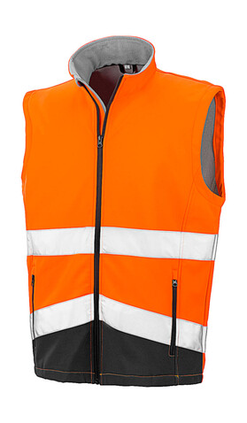 Result Printable Safety Softshell Gilet, Fluorescent Orange/Black, 2XL bedrucken, Art.-Nr. 087334787