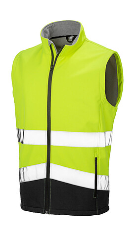 Result Printable Safety Softshell Gilet, Fluorescent Yellow/Black, XL bedrucken, Art.-Nr. 087336716