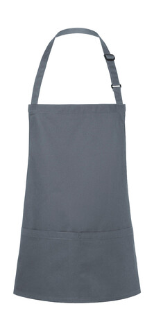 Karlowsky Short Bib Apron Basic with Buckle and Pocket, Anthracite, One Size bedrucken, Art.-Nr. 088671400