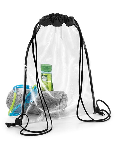 Bag Base Clear Gymsac, Clear/Black, One Size bedrucken, Art.-Nr. 092290640