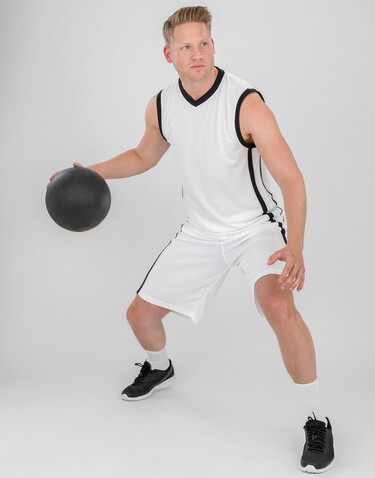 Result Men`s Quick Dry Basketball Shorts, Black/White, L bedrucken, Art.-Nr. 092331504