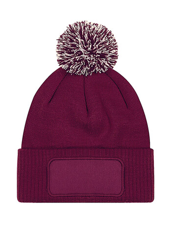 Beechfield Snowstar® Patch Beanie, Burgundy/Off White, One Size bedrucken, Art.-Nr. 095694520