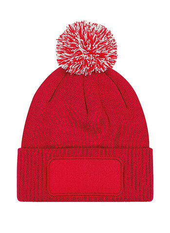 Beechfield Snowstar® Patch Beanie, Classic Red/Off White, One Size bedrucken, Art.-Nr. 095694670