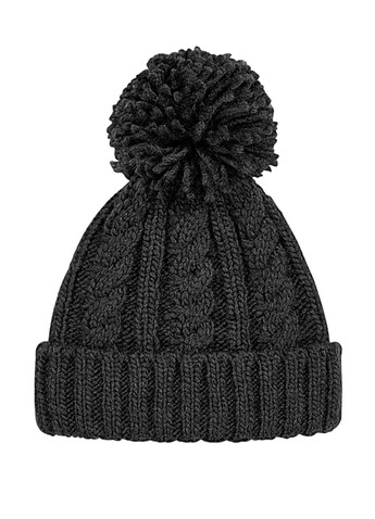 Beechfield Cable Knit Melange Beanie, Black, One Size bedrucken, Art.-Nr. 096691010