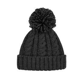 Beechfield Cable Knit Melange Beanie, Black, One Size bedrucken, Art.-Nr. 096691010