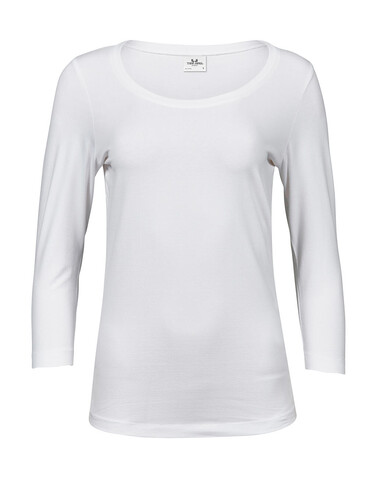 Tee Jays Ladies` 3/4 Sleeve Stretch Tee, White, S bedrucken, Art.-Nr. 100540003