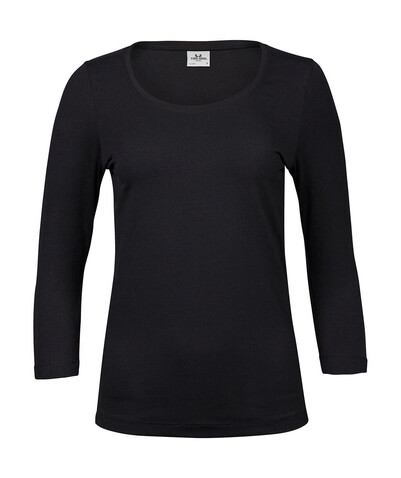 Tee Jays Ladies` 3/4 Sleeve Stretch Tee, Black, S bedrucken, Art.-Nr. 100541013