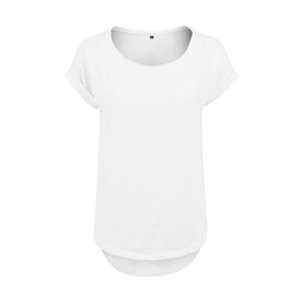 Build Your Brand Ladies Long Slub Tee, White, XS bedrucken, Art.-Nr. 103390000