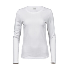 Tee Jays Ladies` LS Interlock T-Shirt, White, S bedrucken, Art.-Nr. 103540003