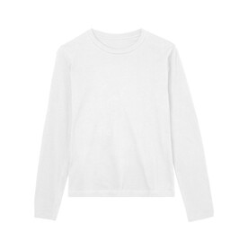 True Blanks Womens Regular Long Sleeve Tee, White, XS bedrucken, Art.-Nr. 105410002