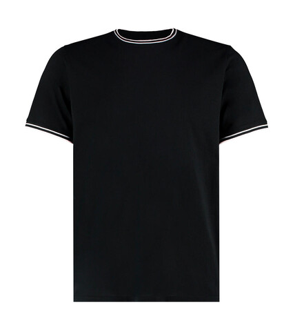 Kustom Kit Fashion Fit Tipped Tee, White/Red/Royal, XS bedrucken, Art.-Nr. 107110832