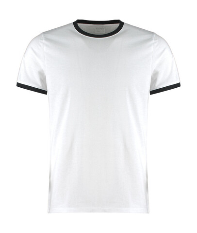 Kustom Kit Fashion Fit Ringer Tee, White/Black, S bedrucken, Art.-Nr. 108110563