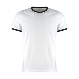 Kustom Kit Fashion Fit Ringer Tee, White/Black, XS bedrucken, Art.-Nr. 108110562