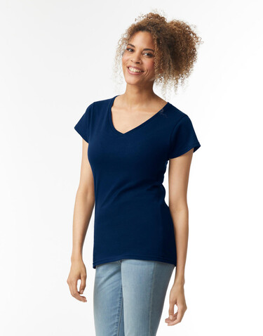 Gildan Softstyle Women`s V-Neck T-Shirt, Navy, S bedrucken, Art.-Nr. 109092003